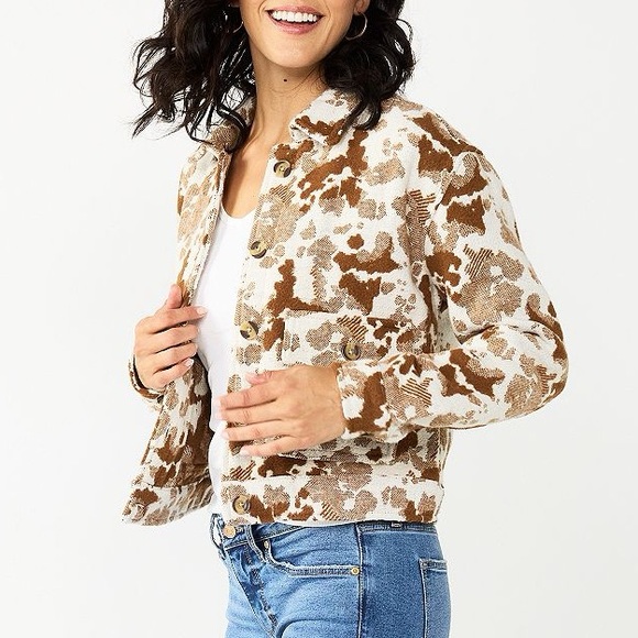 Sonoma Jackets & Blazers - Sonoma Goods For Life Cow Print Cropped Shacket